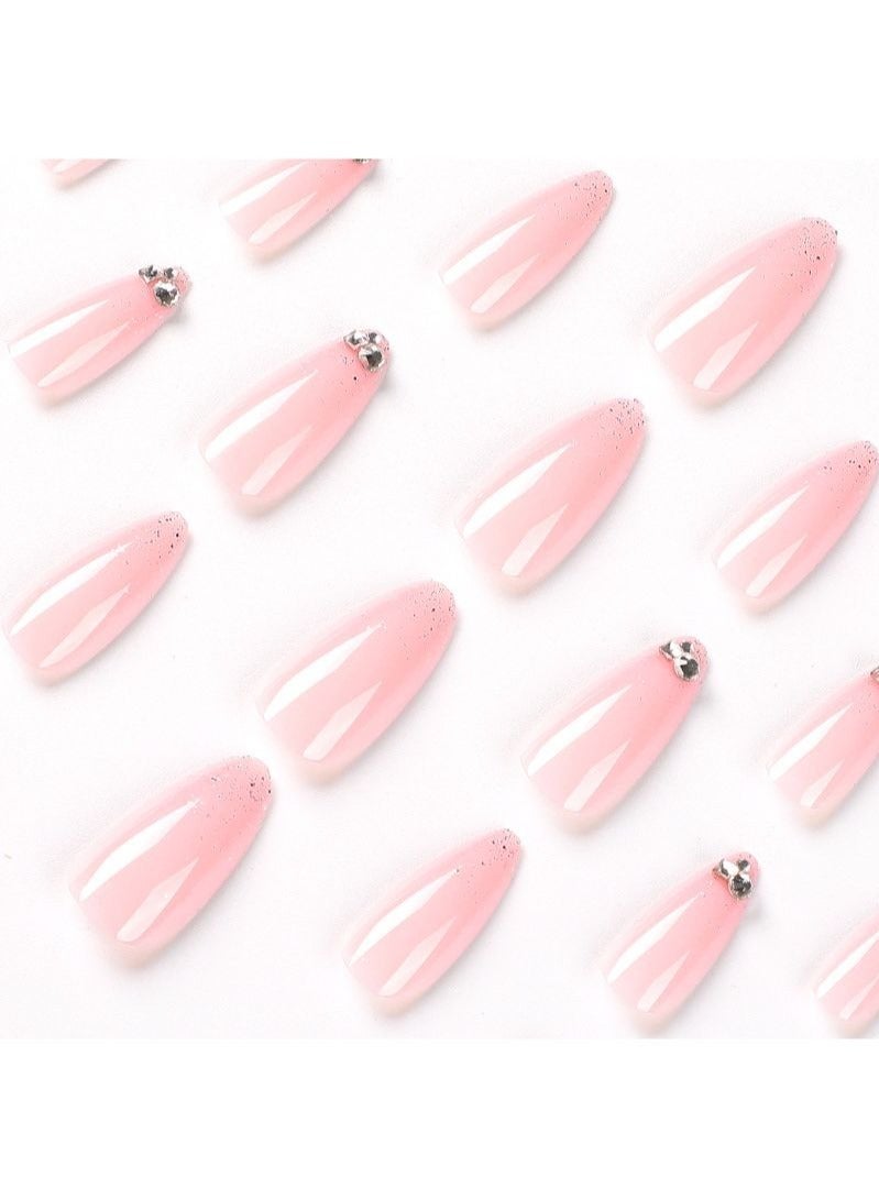 24Pcs Fingertip Diamond Almond Nails Fake Nails - Image 5