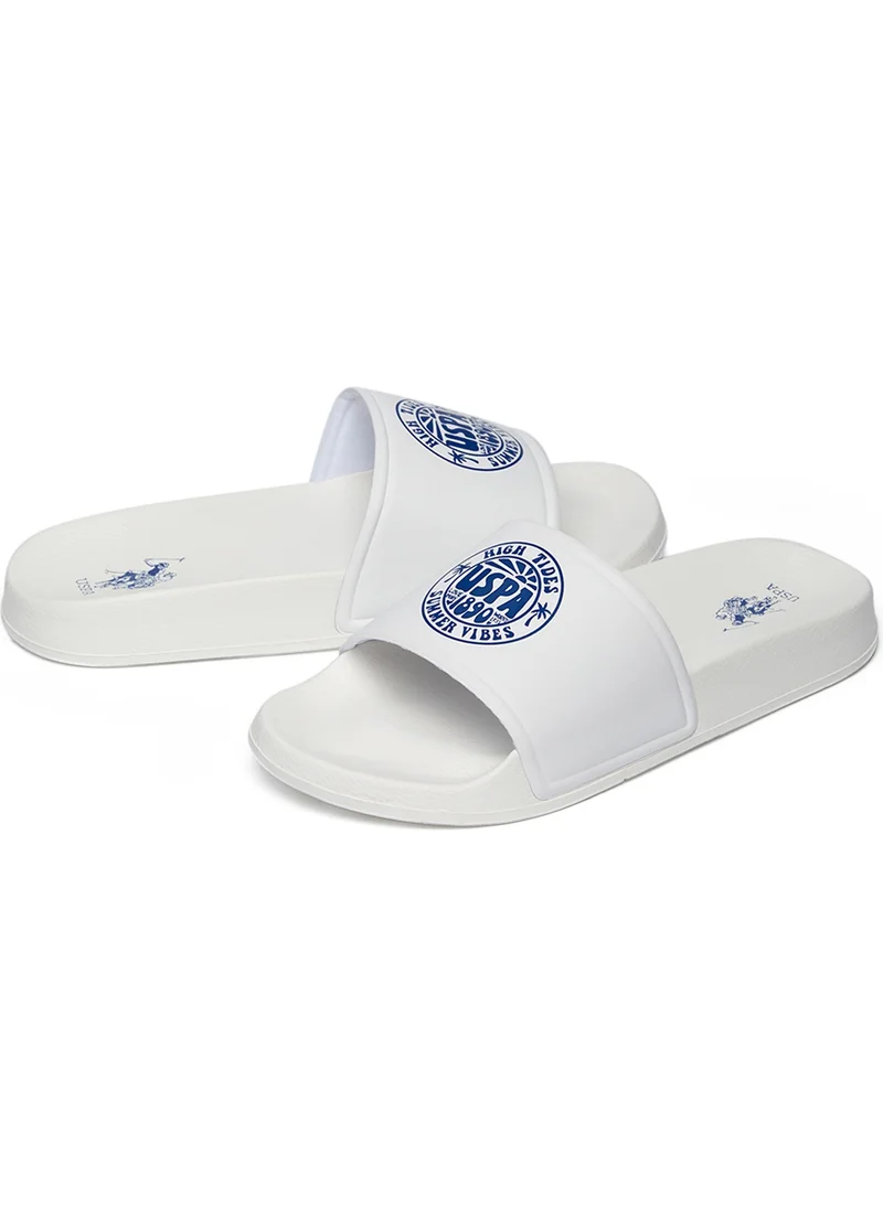 U.S. Polo Assn. Women's White Slides - Stylish Lace-Up Design, Perfect for Casual Outfit