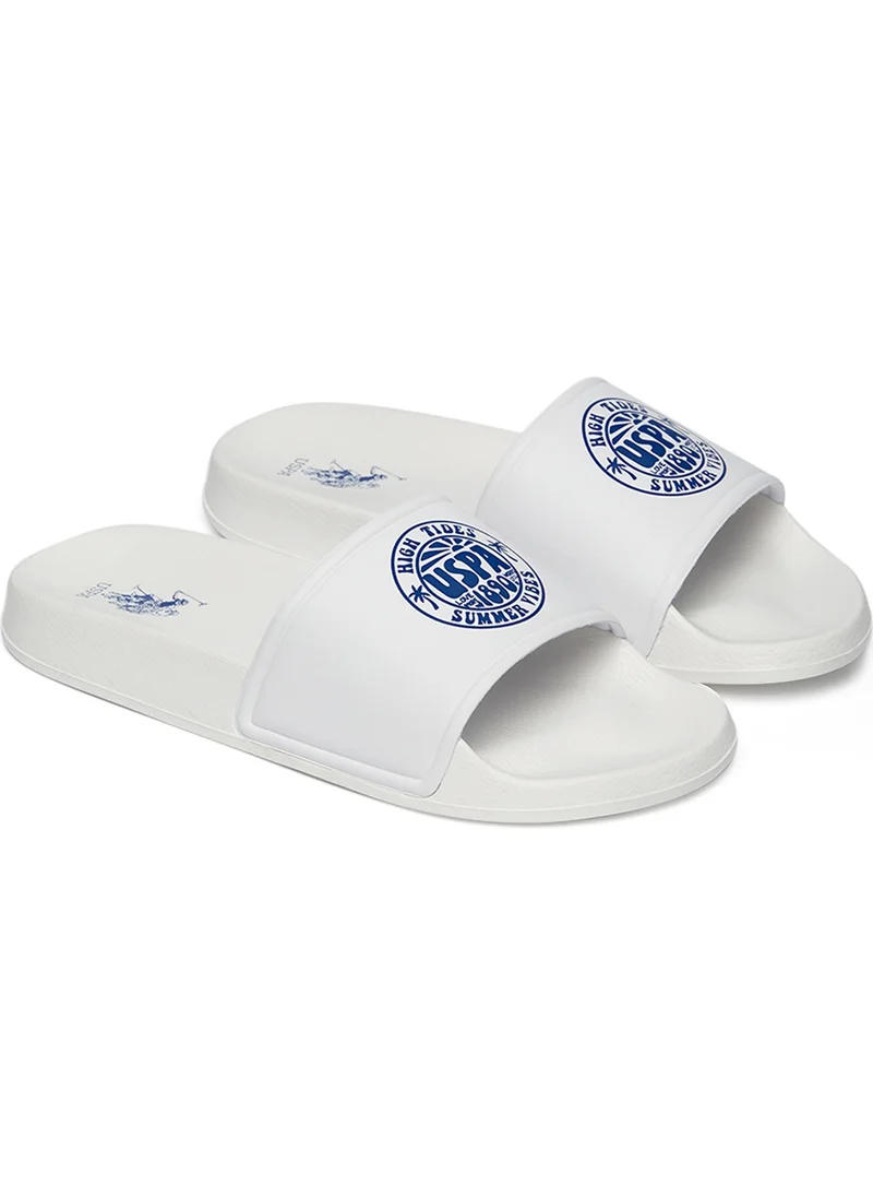 U.S. Polo Assn. Women's White Slides - Stylish Lace-Up Design, Perfect for Casual Outfit