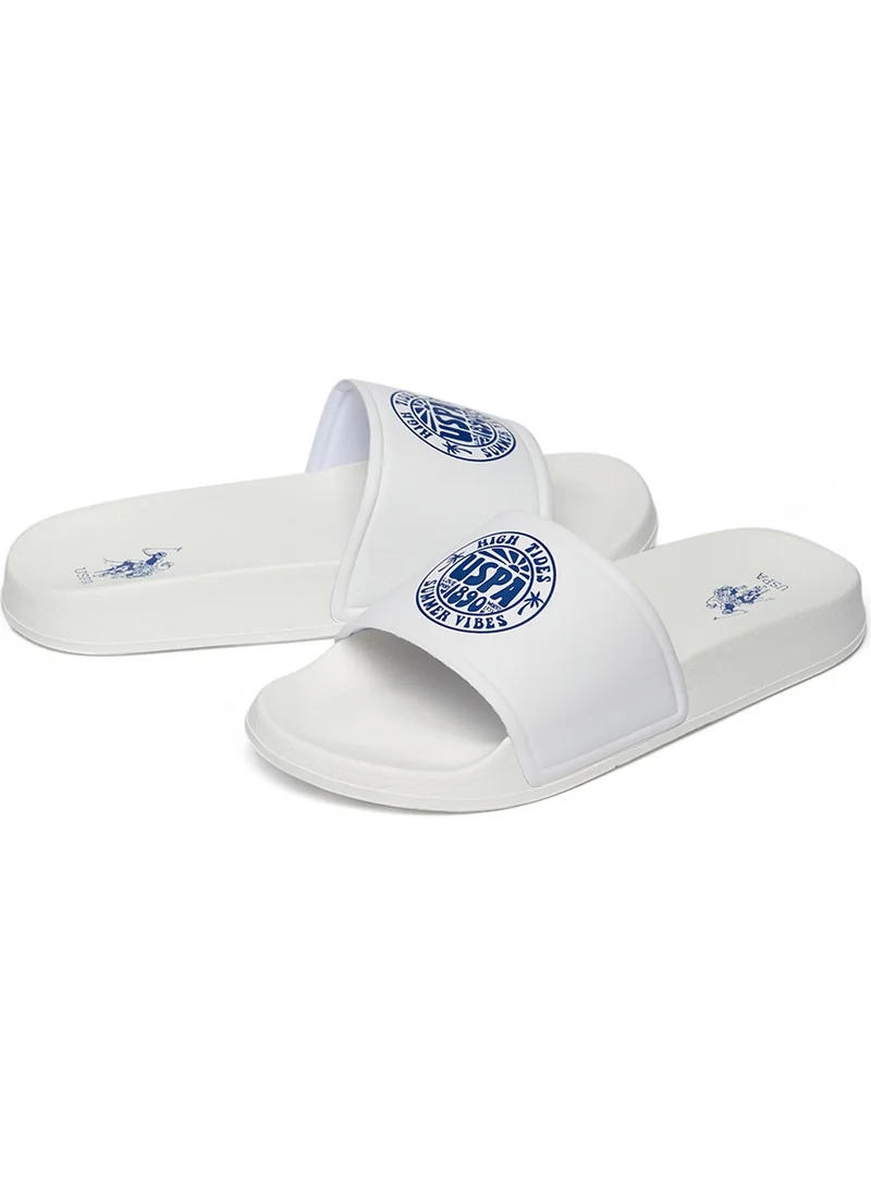 U.S. Polo Assn. Women's White Slides - Stylish Perfect for Casual Outfit Shoes