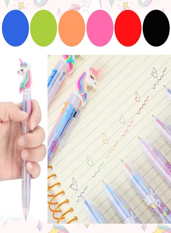 Epakh 16 Pcs Multicolor Unicorn Pen 6 in 1 Retractable Unicorn Gel Ink Multicolor Pen for Kids Cute Office School Party Favors Supplies - Image 3