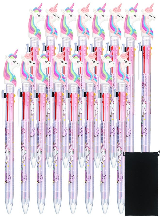 Epakh 16 Pcs Multicolor Unicorn Pen 6 in 1 Retractable Unicorn Gel Ink Multicolor Pen for Kids Cute Office School Party Favors Supplies - Image 1