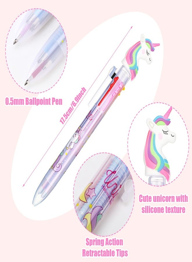 Epakh 16 Pcs Multicolor Unicorn Pen 6 in 1 Retractable Unicorn Gel Ink Multicolor Pen for Kids Cute Office School Party Favors Supplies - Image 2