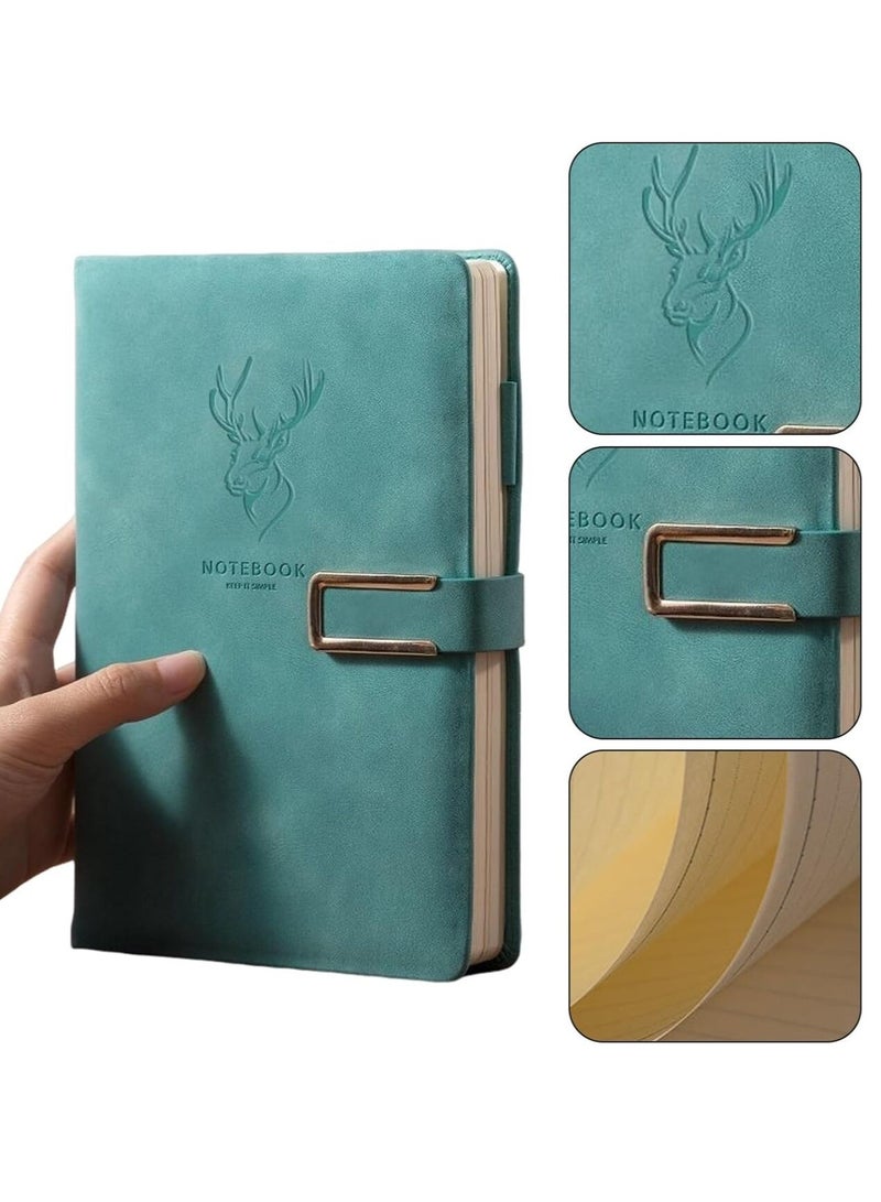SRLIWHITE 416-Page A5 Business Notebook – Premium PU Leather Hardcover Journal with Buckle Closure, Thick Notepad & Pen for Writing, Diary, and Office Use(Light Green) - Image 1