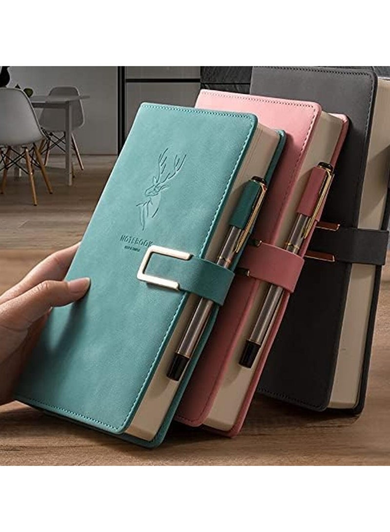 SRLIWHITE 416-Page A5 Business Notebook – Premium PU Leather Hardcover Journal with Buckle Closure, Thick Notepad & Pen for Writing, Diary, and Office Use(Light Green) - Image 3