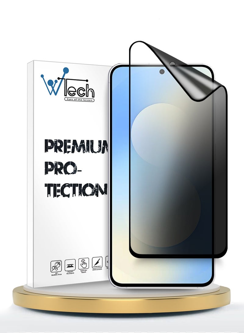 دبليو تيك حامي شاشة سامسونج جالاكسي S25 FE 5G 2025 بريميوم نانو سيراميك للخصوصية لاصق كامل تغطية كاملة غير لامع مرن (MSCNMP) - شفاف/أسود - Image 1
