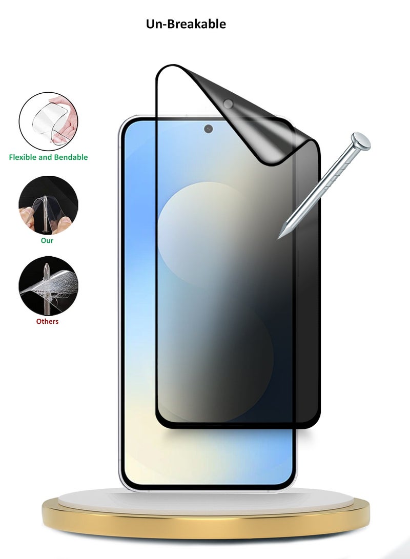 دبليو تيك حامي شاشة سامسونج جالاكسي S25 FE 5G 2025 بريميوم نانو سيراميك للخصوصية لاصق كامل تغطية كاملة غير لامع مرن (MSCNMP) - شفاف/أسود - Image 3