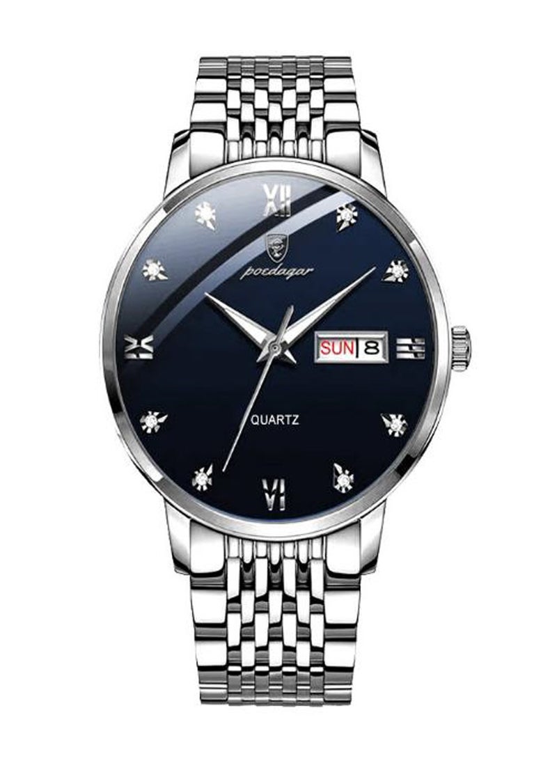POEDAGAR Men’s Quartz Stainless Steel Band and Alloy Case Wristwatch 40.5mm  - Image 1