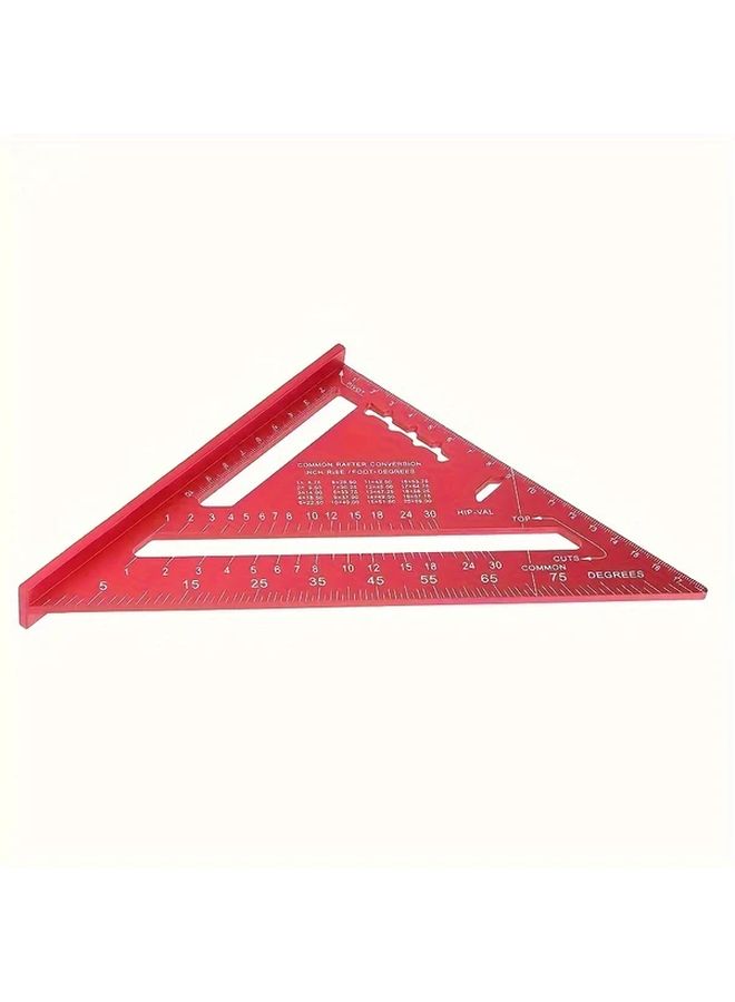 Red 12 Inch Aluminum Alloy Triangle Square Precision Woodworking Measuring Tool With Angle Protractor - Image 4