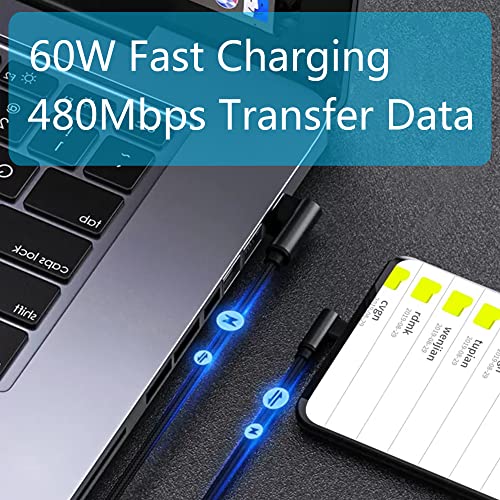Maixbomr 90 Degree USB C to USB C Cable 1M/3FT,60W PD Type C Fast Charging Data Cable,Dual Right Angle Nylon Braided Cable,for USB C Devices Android Charging and Data Transmission - Image 3