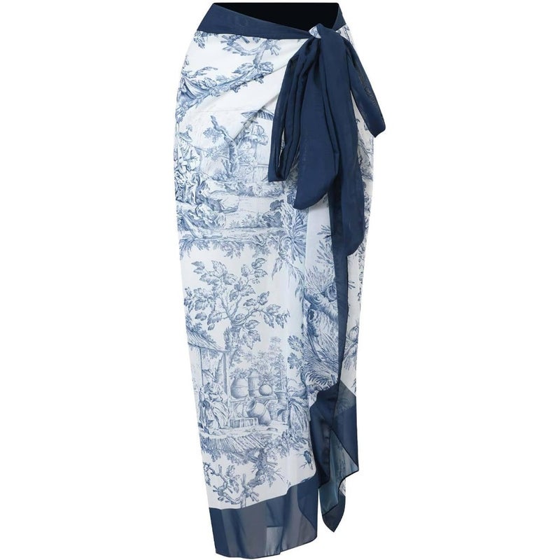 Womens One Pcs Bikini Swimsuit with Beach Cover Up wrap Skirt Retro Floral Print Set 2Pice Bathing Suits for Womens - Image 4