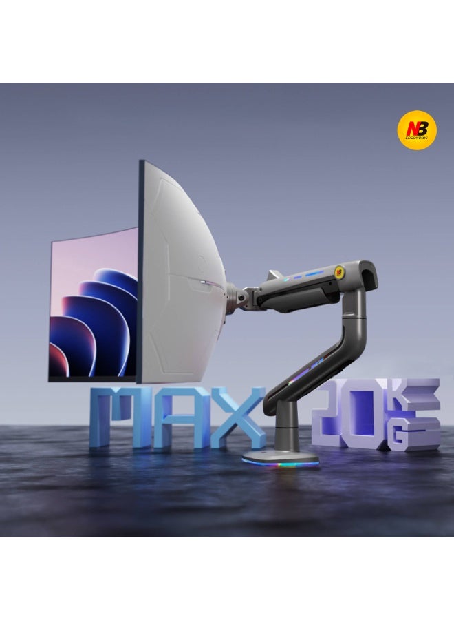 NB ERGONOMIC Monitor arm for Flat/Ultrawide/Curved Gaming Monitors 32 to 60 inch, Monitor Mount Stand Load up to 20 kg, VESA 75/100 mm NB ERGONOMIC/RGB F5 - Image 3