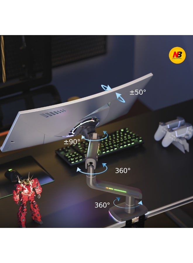 NB ERGONOMIC Monitor arm for Flat/Ultrawide/Curved Gaming Monitors 32 to 60 inch, Monitor Mount Stand Load up to 20 kg, VESA 75/100 mm NB ERGONOMIC/RGB F5 - Image 5