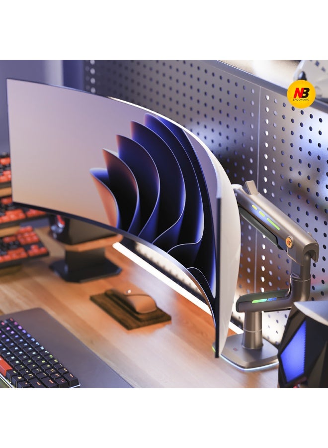 NB ERGONOMIC Monitor arm for Flat/Ultrawide/Curved Gaming Monitors 32 to 60 inch, Monitor Mount Stand Load up to 20 kg, VESA 75/100 mm NB ERGONOMIC/RGB F5 - Image 2