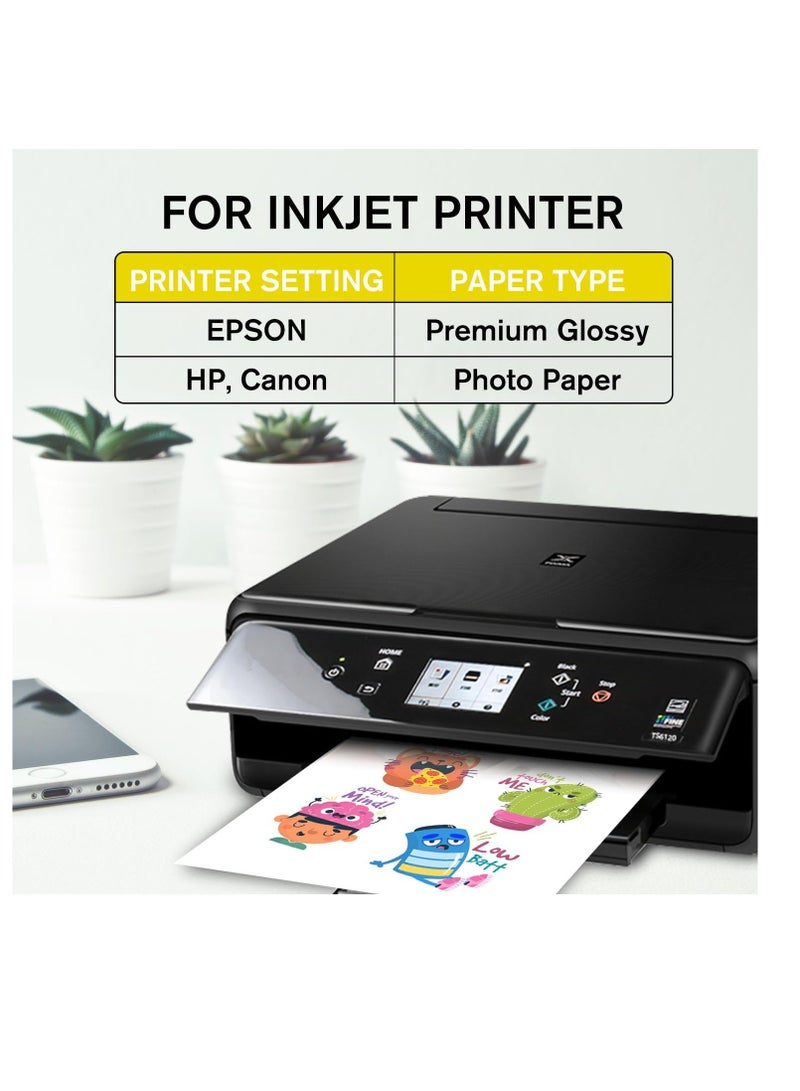 JOJO 50-Piece Self Adhesive Clear Sticker Waterproof Inkjet Printing Film A4 - Image 2