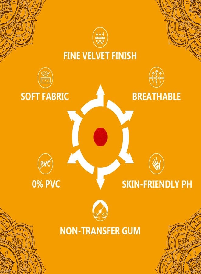 Eyetex Pallavi Sticker Bindi/Pottu|Round|Aloe Vera & Papaya Extracts|Breathable Non-Irritating Velvet Fabric|P3A|Red|20 Flaps - Image 3