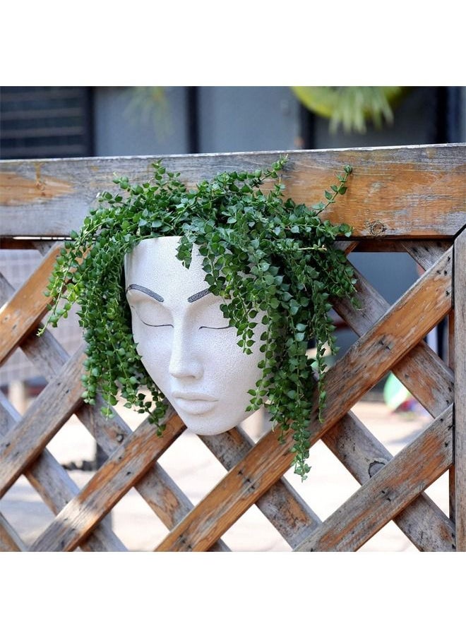 BLUE CORAL Head Wall Girl Face Planter, Wall Mounted Plant Pot,, Hanging Planter Wall Art for Indoor and Outdoor Garden  - Image 1