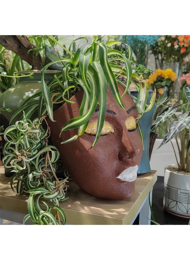 BLUE CORAL Head Wall Girl Face Planter, Wall Mounted Plant Pot,, Hanging Planter Wall Art for Indoor and Outdoor Garden  - Image 3