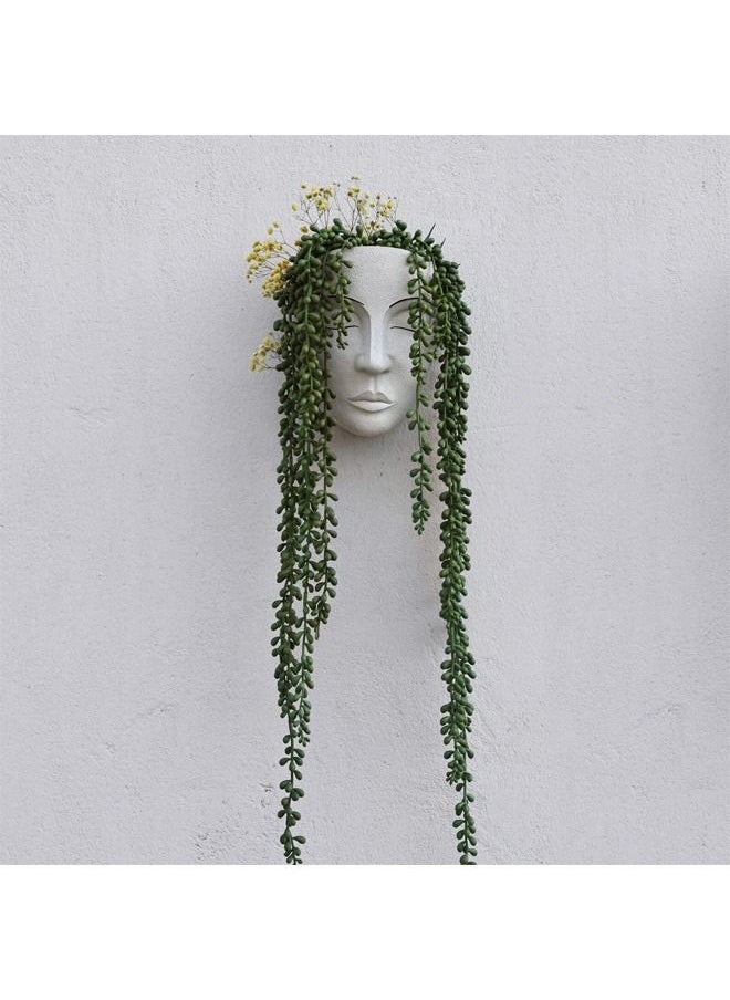 BLUE CORAL Head Wall Girl Face Planter, Wall Mounted Plant Pot,, Hanging Planter Wall Art for Indoor and Outdoor Garden  - Image 4
