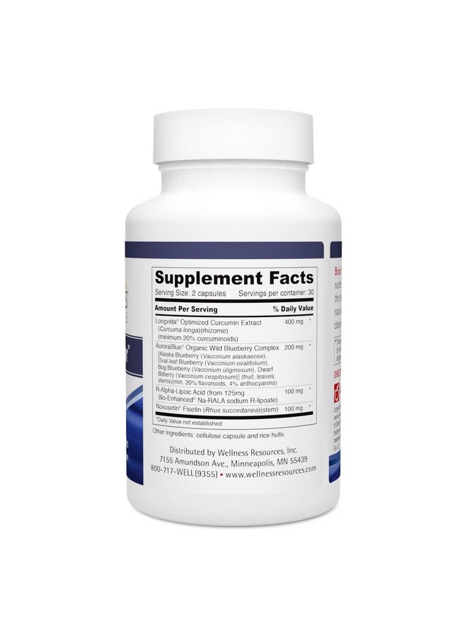 Wellness Resources مكمل حماية الدماغ من ويلنس ريسورسز لدعم طول العمر مع نوفوسيتين فيستين، كركمين لونغفيدا، توت أوريورا الأزرق البري و na-RALA. دعم عصبي ودماغي (60 كبسولة نباتية) - Image 2