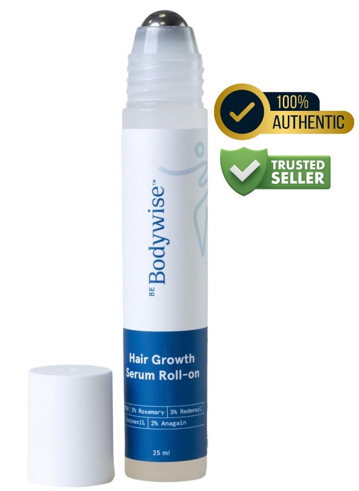 Be Bodywise Hair Growth Serum (Roll On) with 3% Rosemary, 3% Redensyl, 2% Aminexil & 2% Anagain For Thicker & Stronger Hair, 25ml  - Image 1