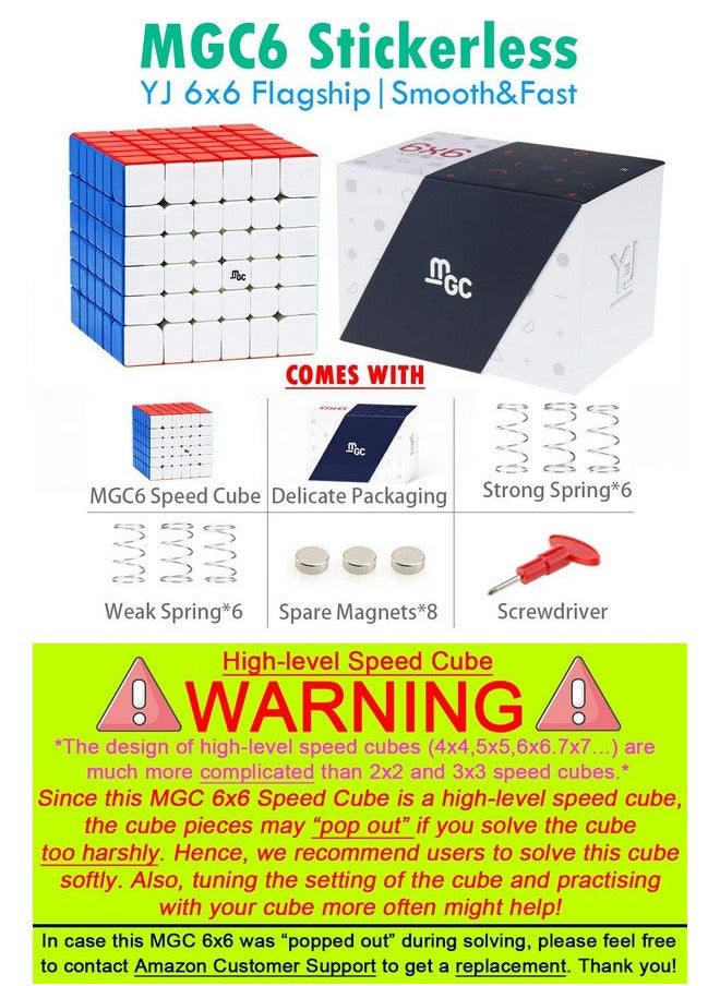Generic - Yj Mgc 6X6 Magnetic Stickerless Speed Cube, Yj Mgc 6 6X6 Flagship, 6 By 6 Yj Mgc Professional 65Mm Stickerless Cube, Yongjun Mgc Series Best 6X6X6 Speed Cube (Yj Mgc 6 M Stickerless) - Image 1