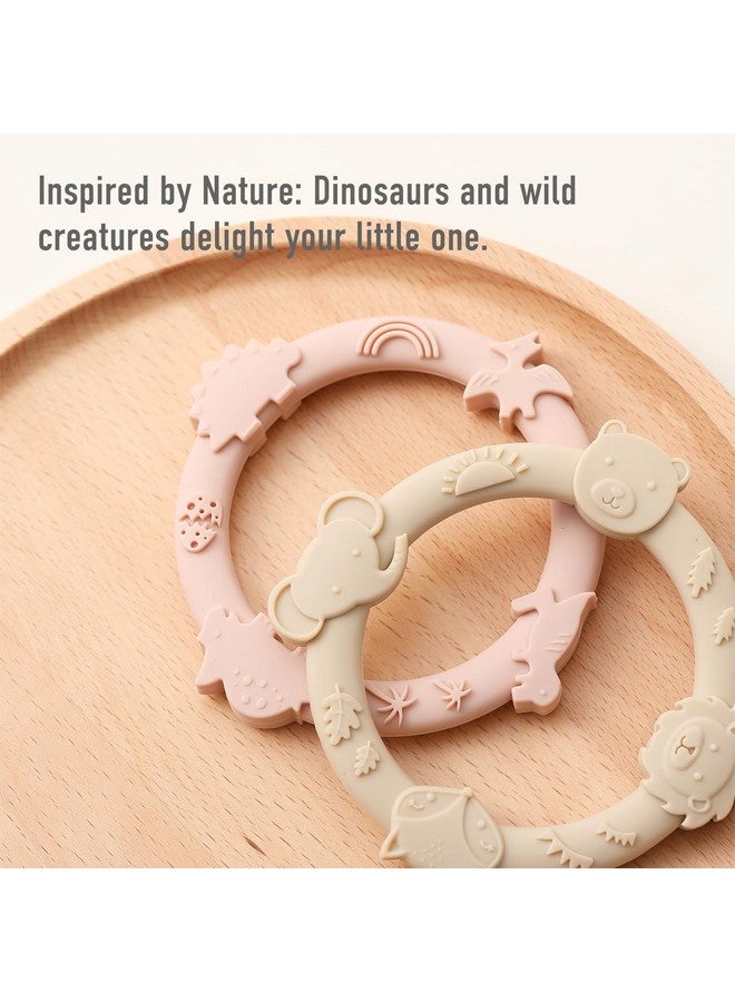 YIVEKO Silicone Teethers for Babies 0-6 6-12 Months Teething Toys for Infants Baby Chew Toys for Sucking Needs Baby Teething Rings for Infant Boys and Girls 3 Pack-Dinosaur-Blue - Image 3