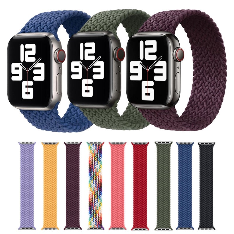 Nylon Single-turn Braided Watch Band For Apple Watch Series 7 41mm / 6 & SE & 5 & 4 40mm / 3 & 2 & 1 38mm, Length:L 155mm (Electric Orange)
