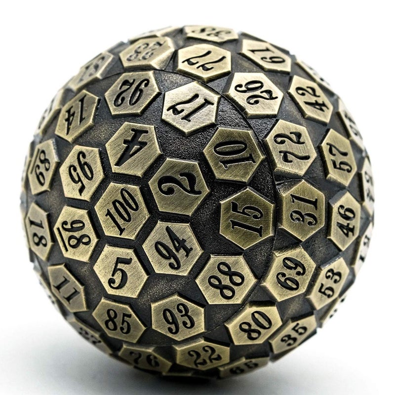 Cusdie D100 DND Metal Dice 100 Sided Giant Metal Dice Single D100 with Gift Box for RPGs Ancient Bronze - Image 3