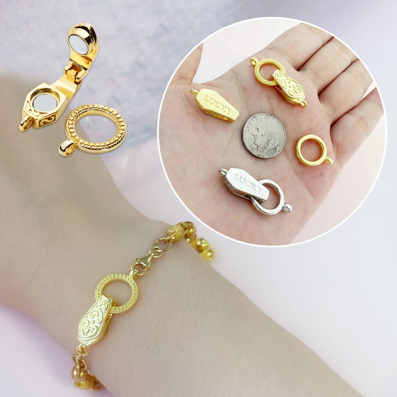 OHINGLT Fold Over Magnetic Necklace Clasps and Closures 18K Gold and Silver Plated Brass with Loop Magnet Converter for DIY Bracelet Jewelry Making - Image 5