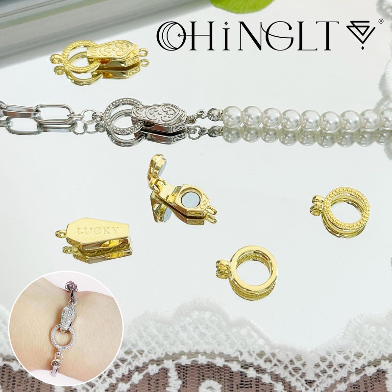 OHINGLT Fold Over Magnetic Necklace Clasps and Closures 18K Gold and Silver Plated Brass with Loop Magnet Converter for DIY Bracelet Jewelry Making - Image 3