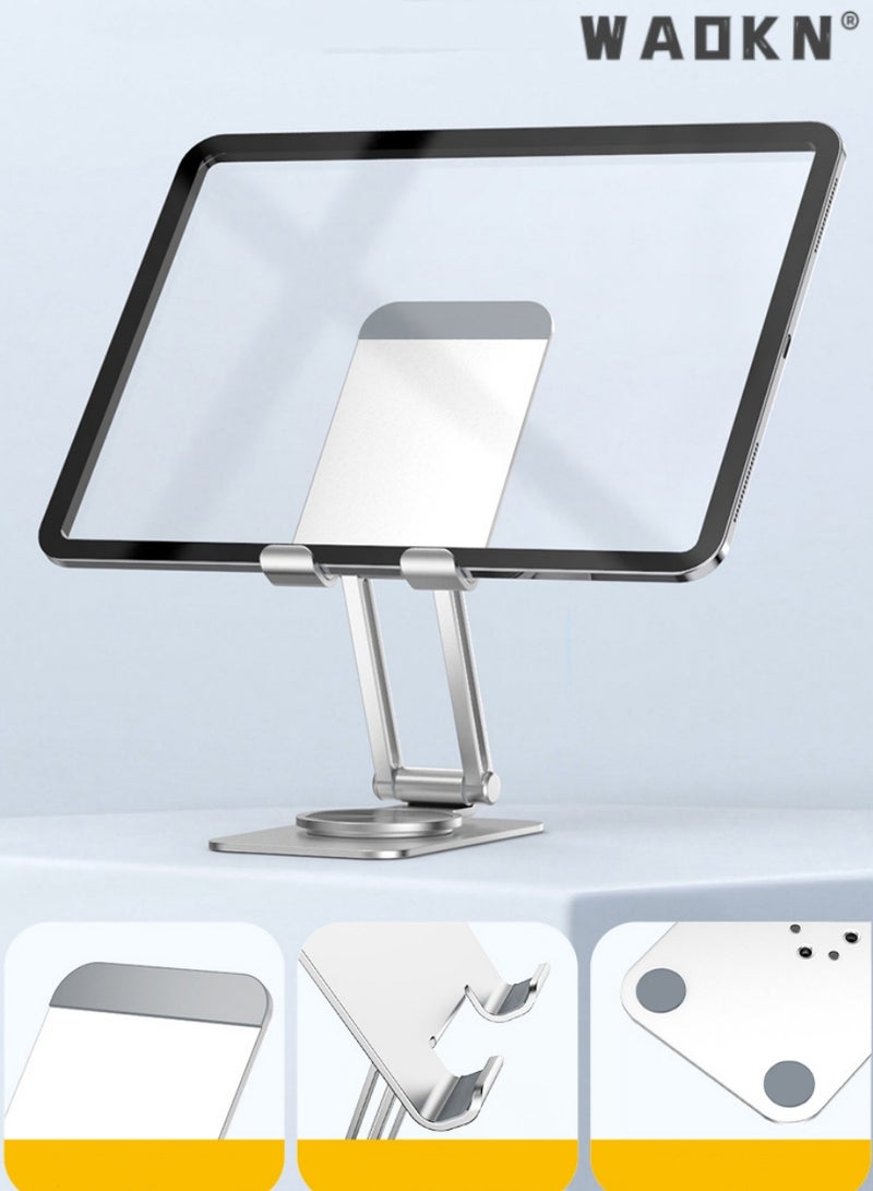 WAOKN Phone Stand Aluminum Mobile Stand Adjustable Mobile Holder Foldable Phone holder, Desktop iPhone Stand Compatible With All Mobile Phone, iPhone 15 Pro/15 Pro Max, Samsung Galaxy, iPad silvery  - Image 2