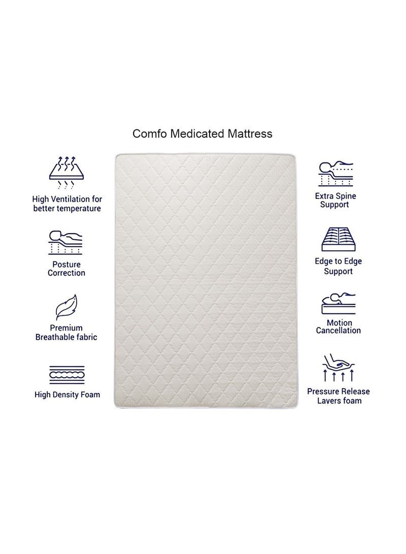 كستم ديكو سرير خشبي متين مع مرتبة طبية | هيكل سرير مفرد 120×190 سم | سرير خشبي قوي لغرفة النوم وغرفة الضيوف - Image 1