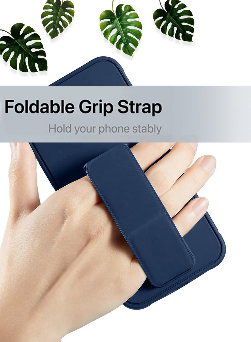 Wtech Samsung Galaxy A16 5G 2024 Hand Grip Foldable Magnetic Kickstand Wrist Strap Finger Grip With Built-In Iron Case Cover - Navy Blue - Image 2