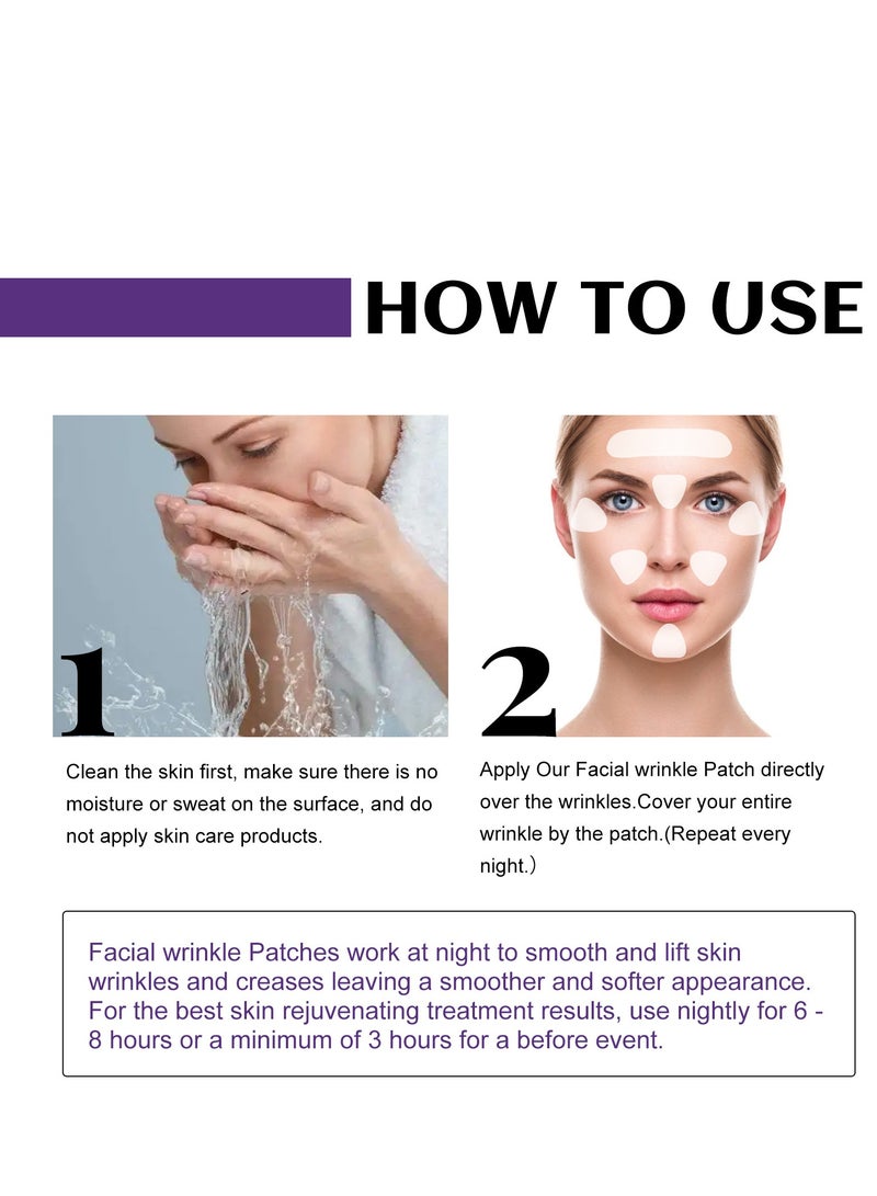 إيلهو 100 قطعة بقع تجاعيد الوجه والجبهة ، شريط شد الوجه غير المرئي لتنعيم الخطوط الدقيقة للعين والفم والجبهة - بقع غير سيليكون مضادة للتجاعيد لشد الوجه وإزالة التجاعيد - Image 3