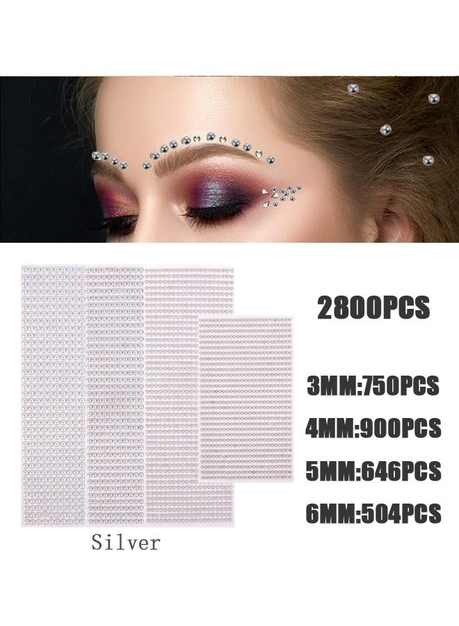 2800Pcs Self Adhesive Pearl Stickers, 4 Sheets different Size Pearls Sticker Gems for Hair, Face, Makeup, Eye, Nail, Crafts - Image 1