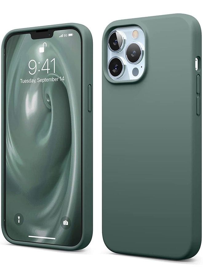 جراب سيليكون سائل لهاتف Apple iPhone 13 Pro Max أخضر داكن - Image 1
