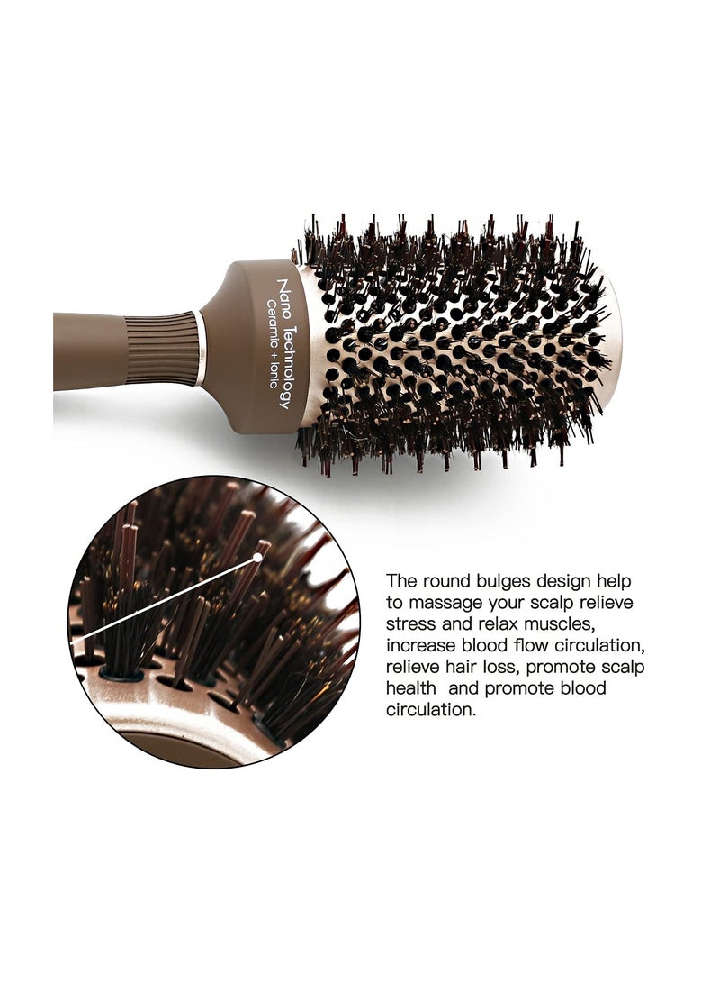 Zikra Round Brush Set, Ceramic Ion Thermal Barrel Round Brush for Blow Drying, 4 Different Sizes Bristle Round Hair Brush for Hair Drying, Styling, Curling and Shine - Image 3