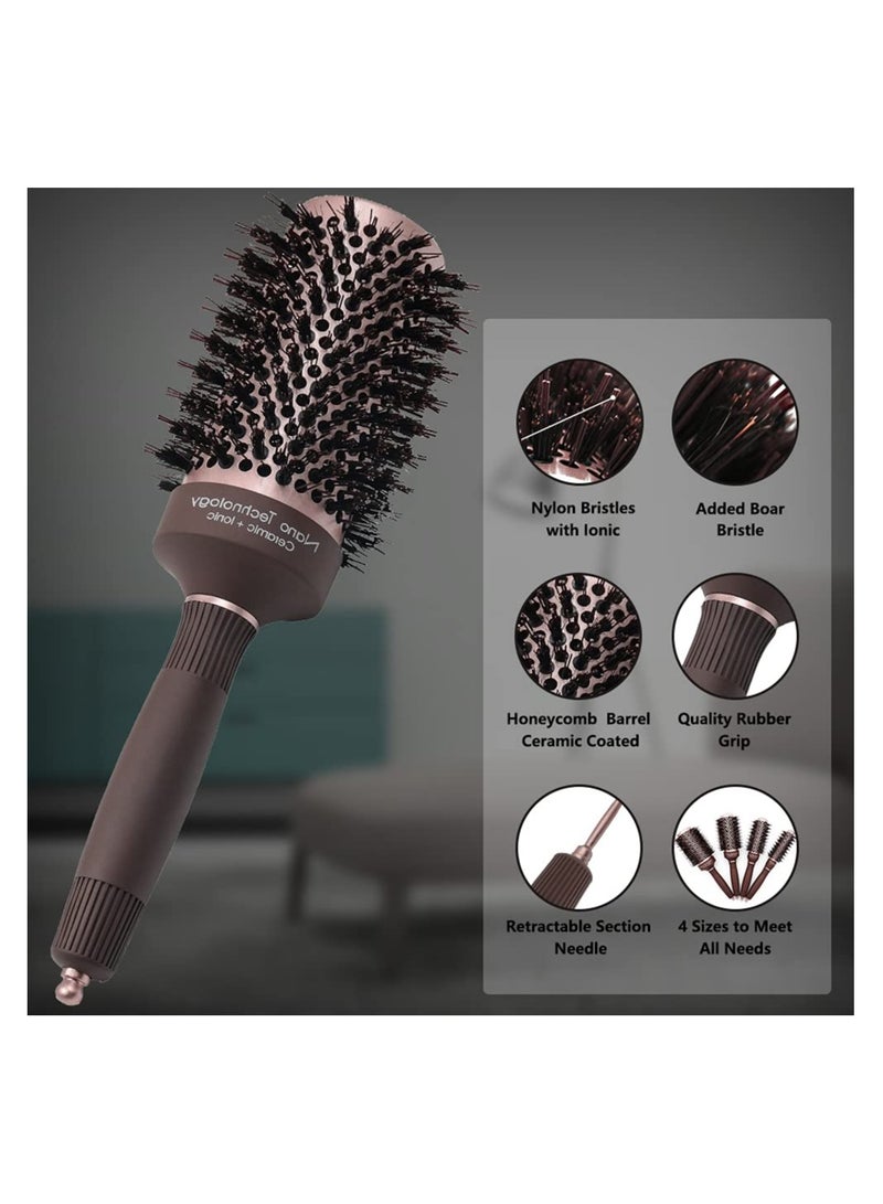 Zikra Round Brush Set, Ceramic Ion Thermal Barrel Round Brush for Blow Drying, 4 Different Sizes Bristle Round Hair Brush for Hair Drying, Styling, Curling and Shine - Image 2