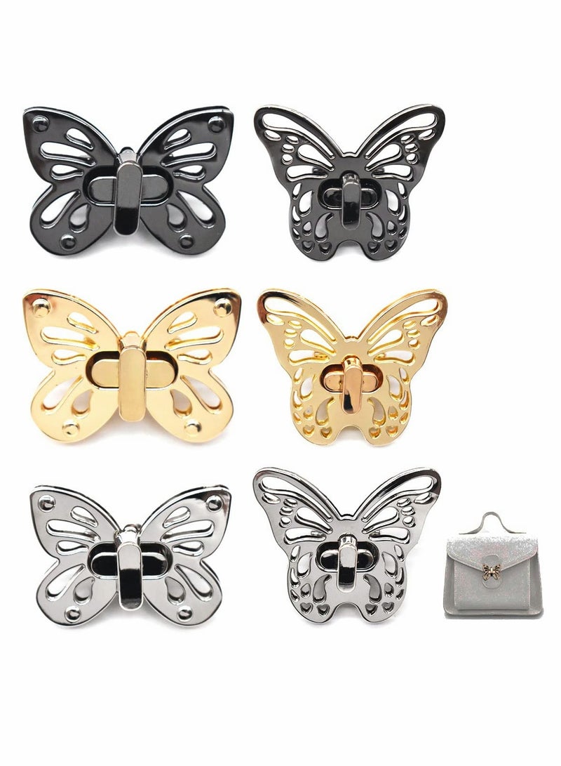 KASTWAVE Purse Closure Turn Lock, 6 Pcs Butterfly Shape Twist Turn Lock, Turn Lock Bag Clasp - Image 1
