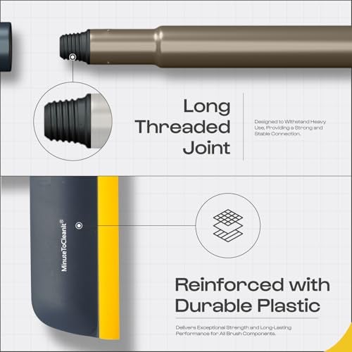 MinuteToCleanIt Floor Scrub Brush with Squeegee, 45.3-55.9" Extendable Handle, 11.8" Wide Head, for Tiles, Hardwood, Patio, Yellow (2 in 1 Brush with Duster) - Image 5