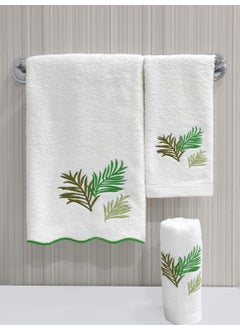 Wavy Edge Embroidered 3 Piece Towel Set 30x50 / 40x60 / 50x90 Cm