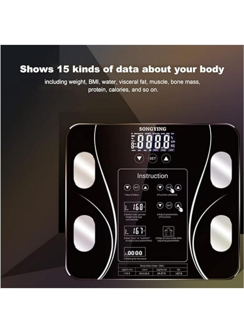 DUNISO Fat Scale Body Fat Scales Intelligent Electronic Weight Scale High Precision Digital Bmi Intelligent Electronic Body Weight Scale(Black) - Image 5