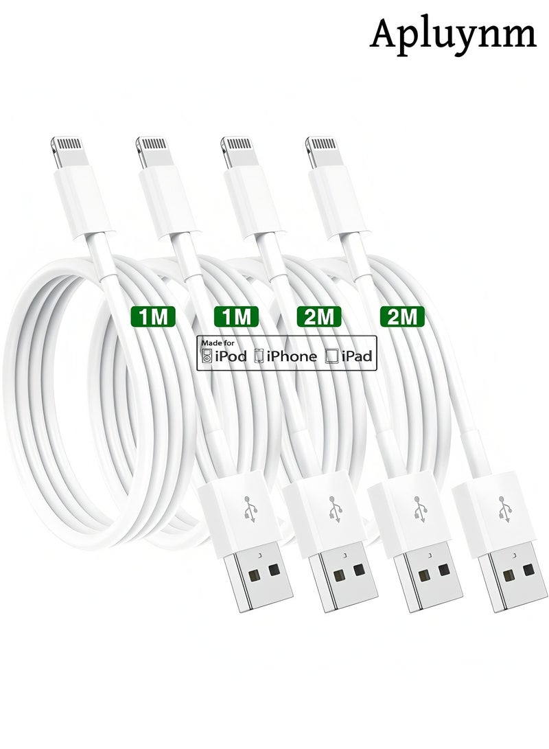 أبلينم مجموعة من 4 كابلات شحن أصلية لأجهزة iPhone بطول 1/2 متر، سلك Apple Lightning إلى USB للشحن السريع لأجهزة iPhone 14 13 12/11/11Pro/11Max/ X/XS/XR/XS Max/8/7 - Image 1