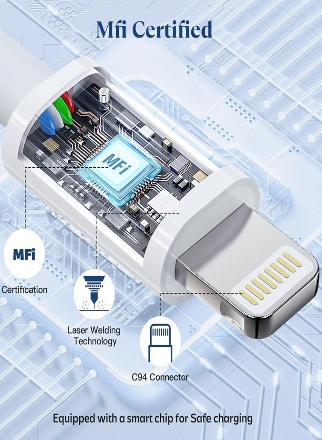 أبلينم مجموعة من 4 كابلات شحن أصلية لأجهزة iPhone بطول 1/2 متر، سلك Apple Lightning إلى USB للشحن السريع لأجهزة iPhone 14 13 12/11/11Pro/11Max/ X/XS/XR/XS Max/8/7 - Image 2