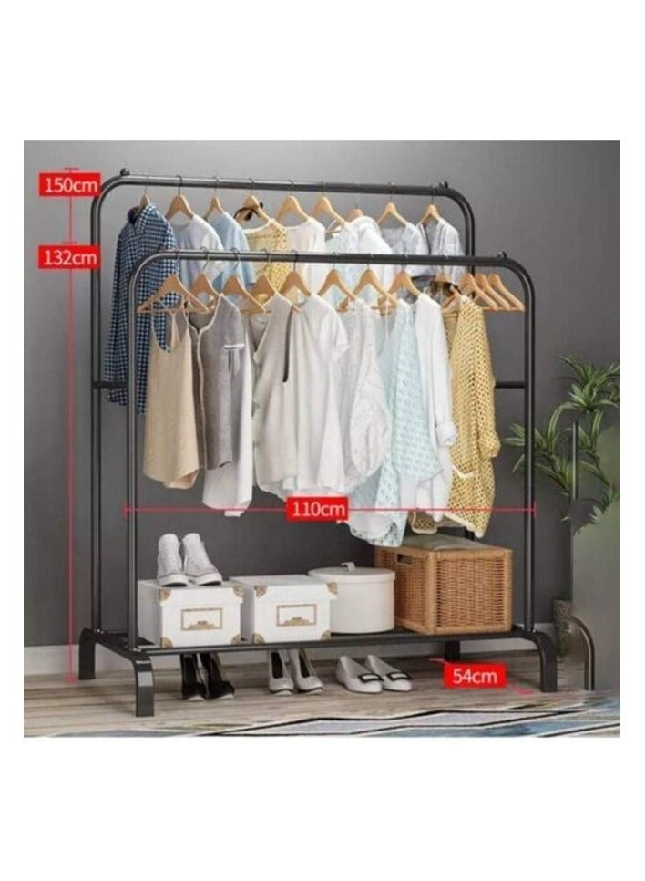 BLOOMING TIME Multifunctional Metal Garment Rack with Shelf – Organize and Display Clothes in Style (black)  - Image 2
