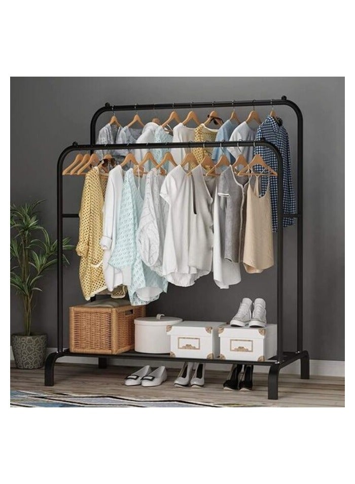 BLOOMING TIME Multifunctional Metal Garment Rack with Shelf – Organize and Display Clothes in Style (black)  - Image 5