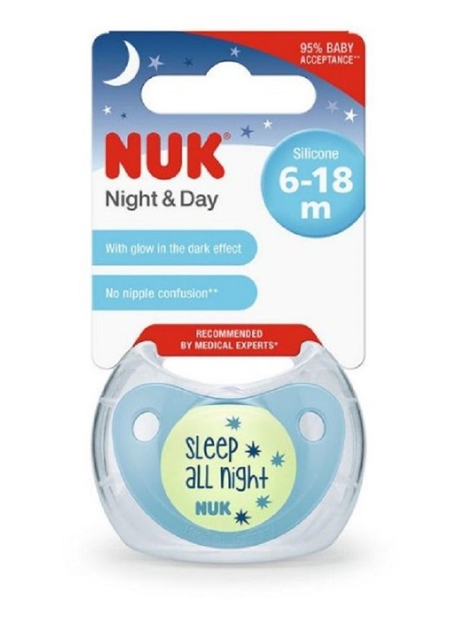 نوك لهاية سيليكون ليلية من نوك، 0-6 أشهر، عبوة من قطعة واحدة - Image 2