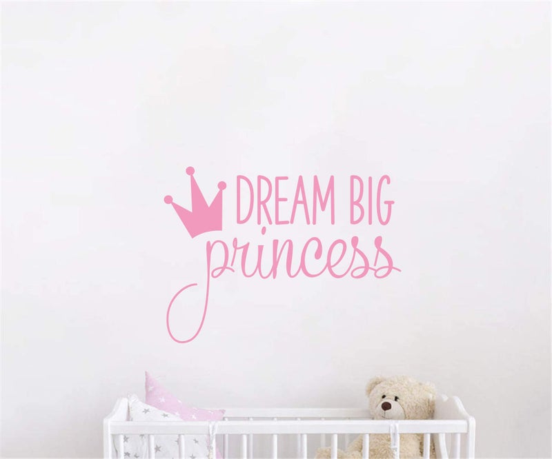 JURUOXIN Dream Big Princess with Crown Wall Decal Vinyl Sticker for Kids Baby Girls Bedroom Decoration Nursery Home Decor Mural Design YMX18 (Soft Pink) - Image 3