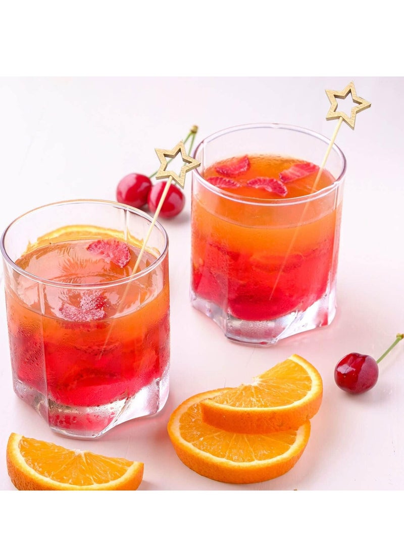 أوزيغالور 50 قطعة أعواد أسنان ذهبية على شكل نجمة ذهبية من الخيزران، أسياخ أسنان مزخرفة بطول 5.5 بوصة للمقبلات - Image 4